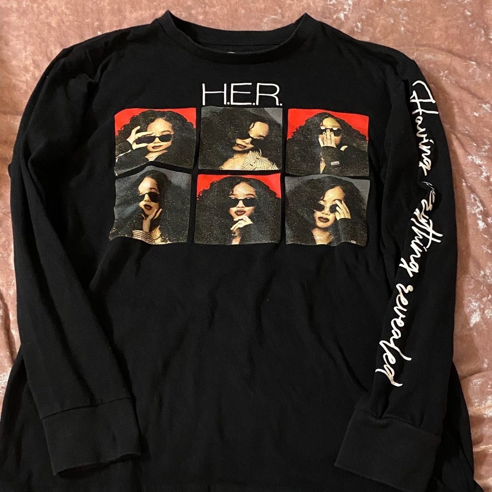 H.E.R. Black Graphic Long Sleeve Tee